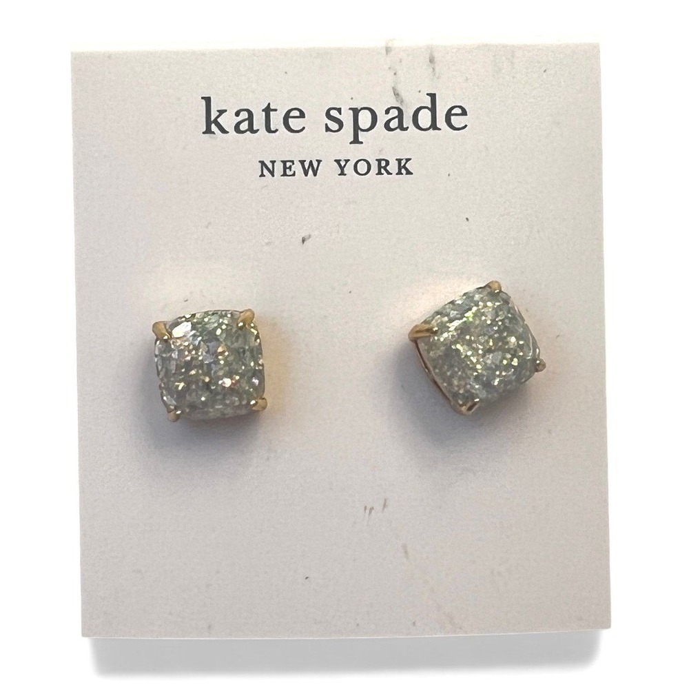 Kate Spade New York Glitter Square Stud Earrings Gold Tone NWT $48